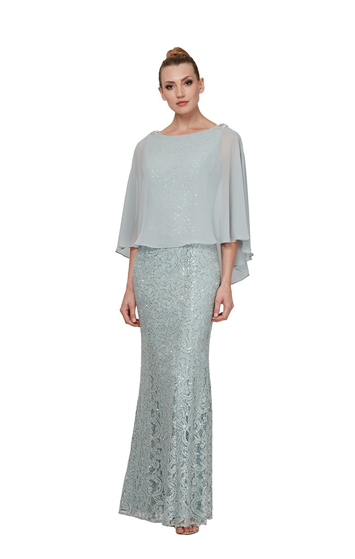 Ignite Evenings Long Sequin Lace Dress ...